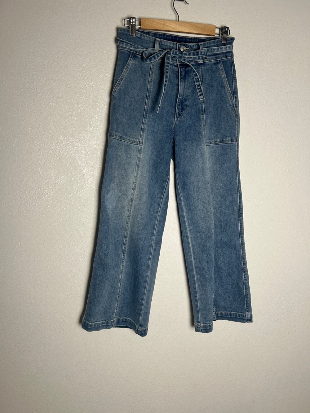 Hudson Women’s Wide Leg Belted Jeans, Blue, Size 4/27